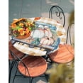 thumbnail image 4 of Fitted Round Tablecloths Table Covers 45-54in,Thanksgiving Farm Blue Truck Pumpkin Waterproof Elastic Edged Table Cloth for Kitchen Dining Holiday Party Tables Decor,Fall Maple Leaves on Checker, 4 of 6