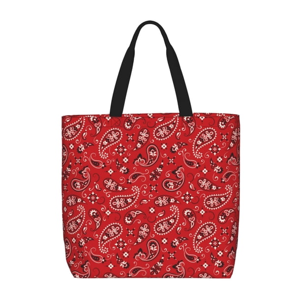 Easygdp Red Paisley Floral Bolsa Tote para Mujer, Bolso de Hombro para Trabajo, Playa, Viajes, Compras y Supermercado