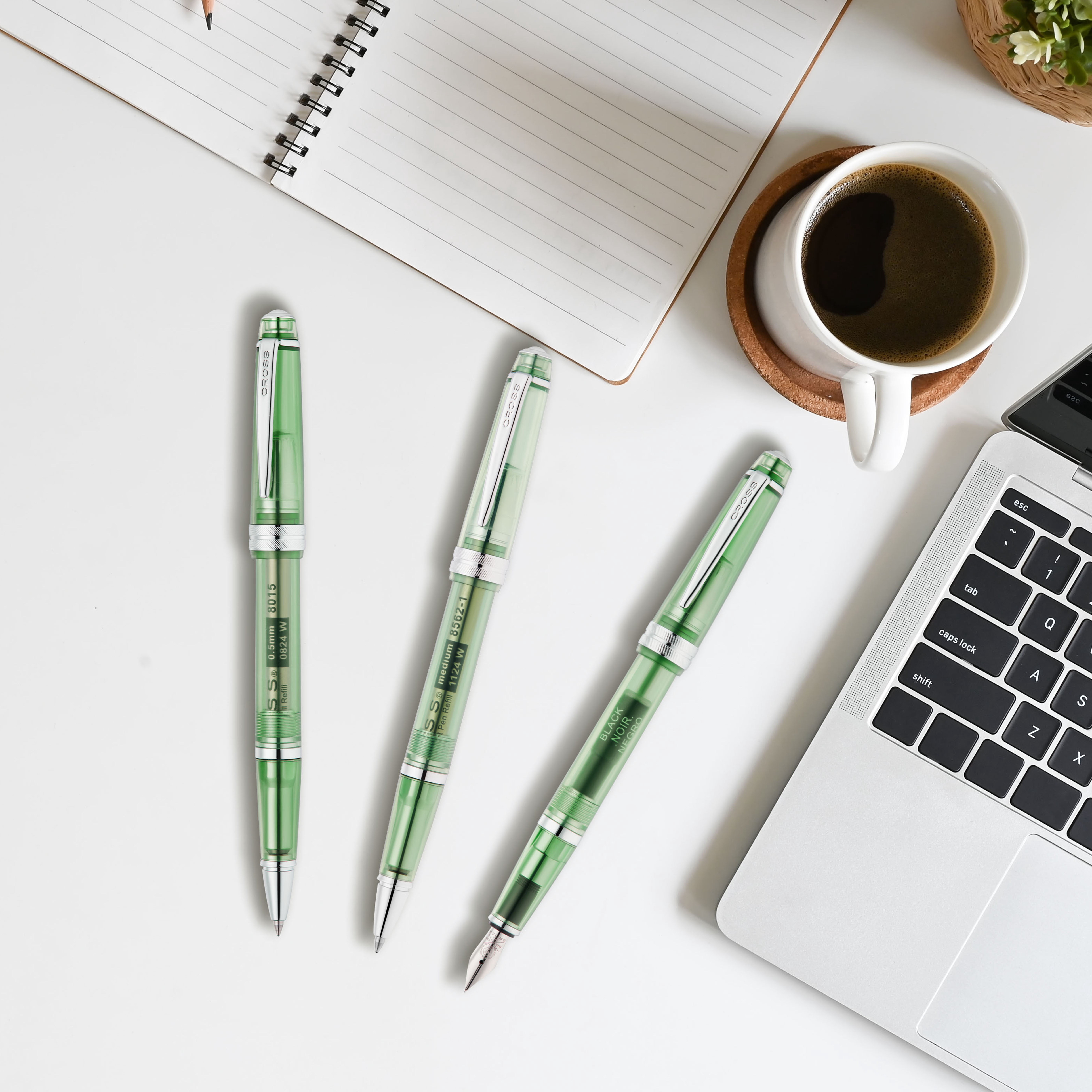 Cross Bailey Light Translucent Green Resin with Bright Chrome Internal Mechanism and Chrome-plated Appointments Rollerball Pen