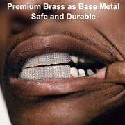 18K Gold Plated Diamond Hip Hop Teeth Grillz Top Bottom Mouth Grill Set Custom