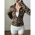 thumbnail image 4 of Women's Leopard-Print Zip-Up Long Sleeve Fitness Jacket, 4 of 7