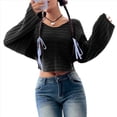 thumbnail image 2 of Suéter de Larga con Cuello Redondo para Mujer, Ajustado, de Punto Acanalado, Liso, Moderno, Tipo Pulóver. Negro L, 2 of 8
