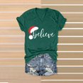 thumbnail image 4 of Women Christmas Outfit Women's Fashion V-Neck Christmas Print Loose Fit Casual T-Shirt Top for Everyday Wear Green M, 4 of 5