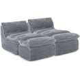 thumbnail image 4 of EOP Big Bean Bag Lounger Chairs Set of 2, Chaise Lounge Chairs Indoor, Comfy Upholstered Sleeper Sofa Beds with Compressed Memory Foam, No Assembly Required, Gray, 4 of 9