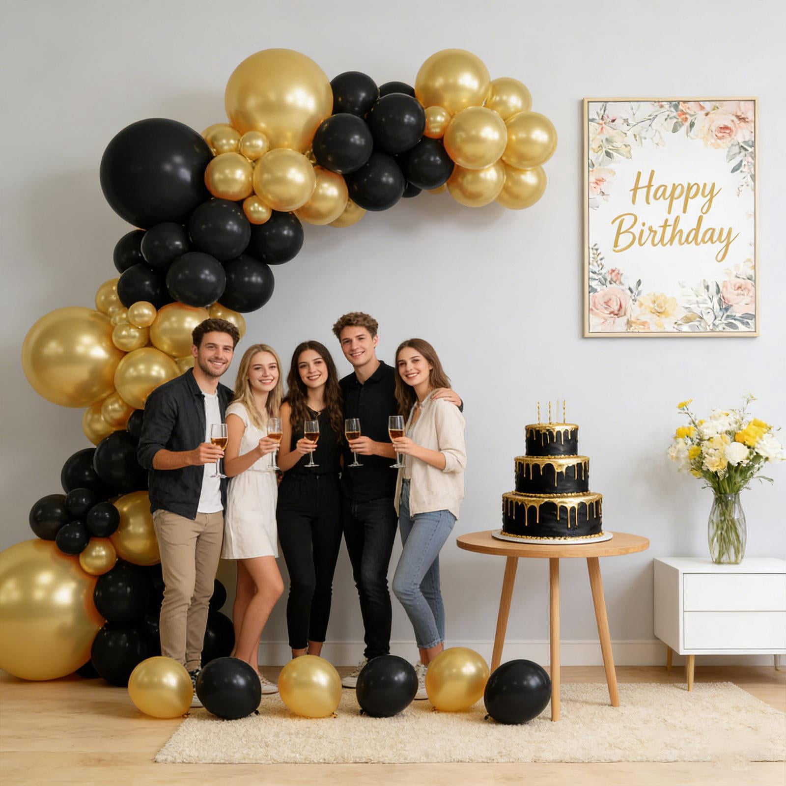 140pcs Latex Balloon Arch Kit, Decorative Balloons in 4 Sizes with Multiple Colors for Company Celebration, Wedding Venue, Birthday Party