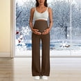 thumbnail image 4 of dmqupv Pantalon de Maternité Pantalon de Maternité pour Femmes Jambe Grand Taille Haute Extensible Pantalon de Grossesse pour le Travail Pantalon avec Poches Café, Taille pour S, 4 of 5