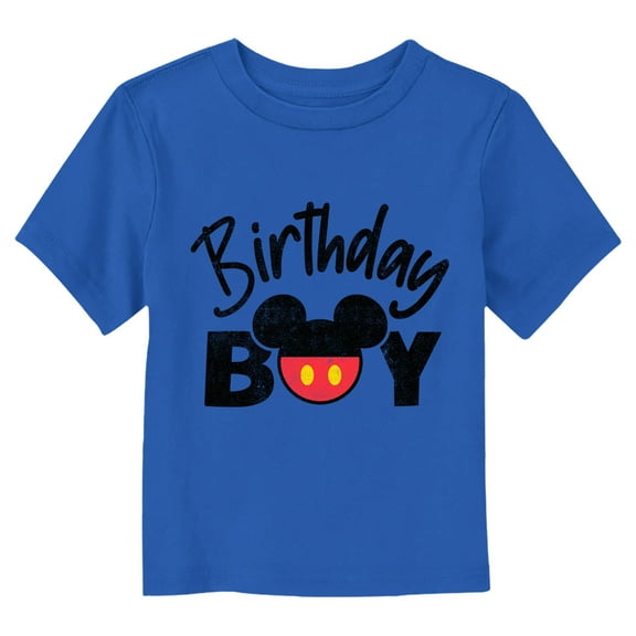 Toddler's Mickey & Friends Birthday Boy Mousey Silhouette Graphic Tee Royal Blue 2T