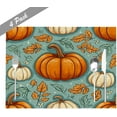 thumbnail image 6 of Autumn Dining Placemats Set of 4 Pumpkin Maple Leaves on Blue Pattern, Decorative Placemats 12x18 Inch for Indoor Outdoor Party, 6 of 7