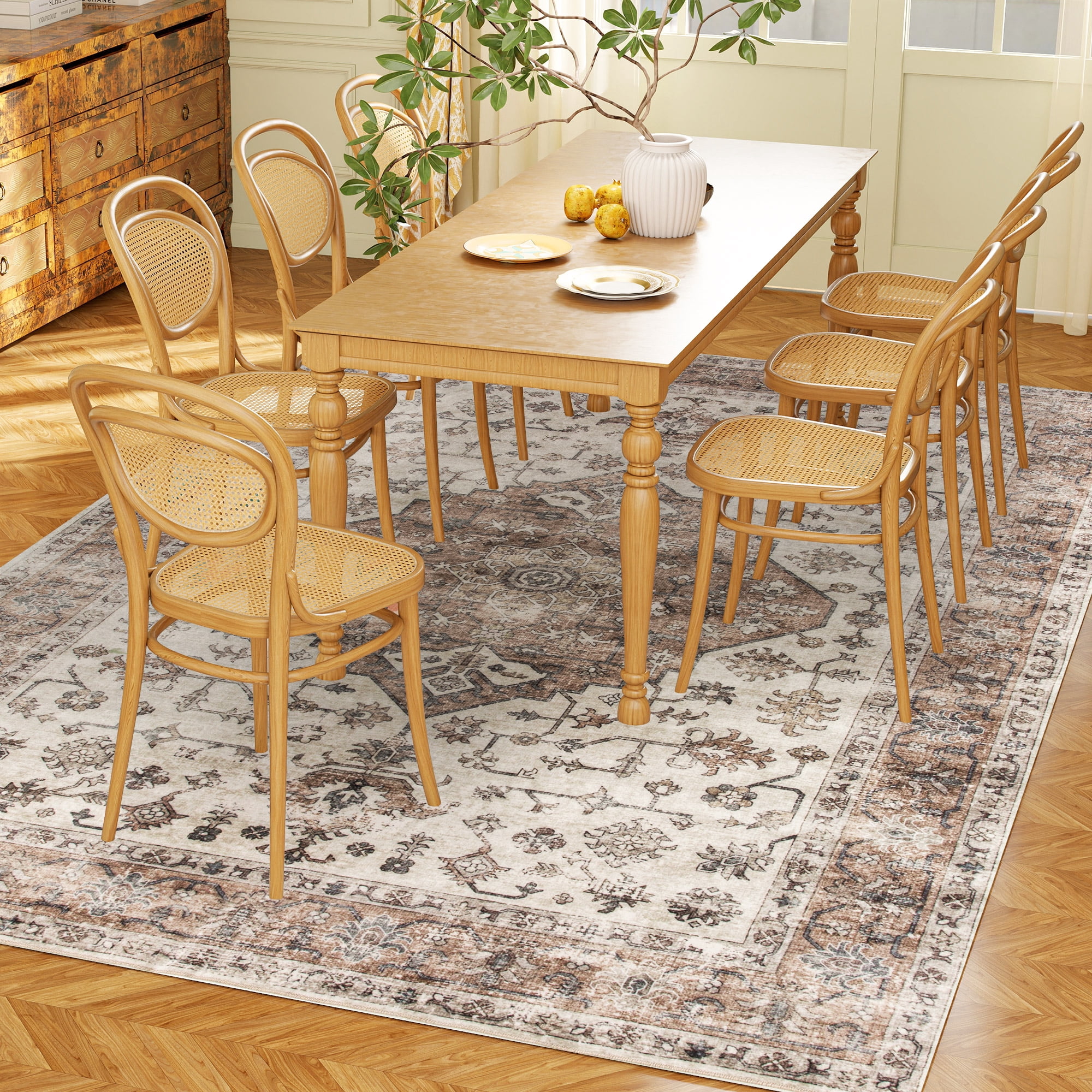 5' x 7' Area Rug with Anti-Slip TPR Backing, Machine Washable Faux Fur Floor Carpet for High Traffic Living Room, Bedroom, Home Decor