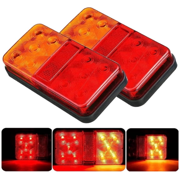 2-Pack 12V Trailer Lights, Red Rectangular 10 LED Trailer Lights, IP67 Waterproof Tail Lights, Turn Signal & Brake Lights, Trailer Light Kit for Trailers, Trucks, Buses & RVs