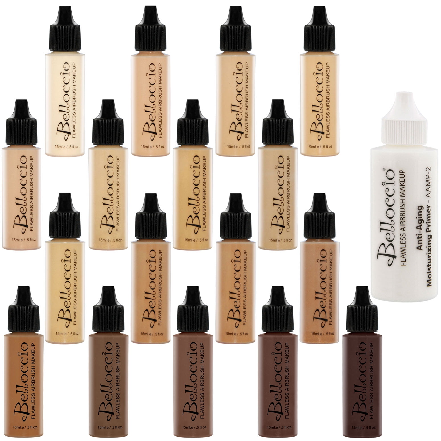 Belloccio 17 SHADE Airbrush Makeup FOUNDATION SET Fair Medium Tan Dark Belloccio 17 SHADE Airbrush Makeup FOUNDATION SET Fair Medium Tan Dark
