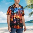 thumbnail image 5 of Balery Magical Stained Glass Castle Print Men's Hawaiian Shirts Short Sleeve Beach Shirt Relaxed Fit Vacation Button Down Shirts-X-Large, 5 of 9