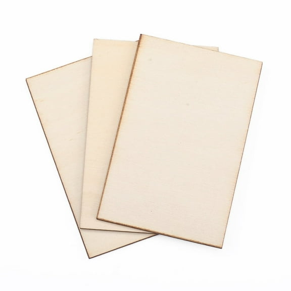 100 pc Rectangle Unfinished Wood Slices for DIY Painting Ornament Christmas Home Decor Pendants Antique White 7.6x5x0.15cm