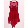 thumbnail image 5 of Sxiwei Kids Girls Sleeveless Shiny Sequins Lyrical Dance Dress High Low Ballet Dress Ballerina Burgundy 8, 5 of 7