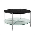 thumbnail image 1 of Pemberly Row 32" Faux Marbre Table Basse Ronde en Noir et Chrome, 1 of 3