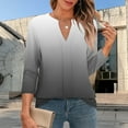 thumbnail image 2 of CYMMPU Elegant Blouse Dressy Tunic Tops Shirts Gradient Color 3/4 Length Sleeve Business Work Blouses to Wear with Leggings Summer Fall Casual V-Neck 2025 Clothes for Women Black XXL, 2 of 6
