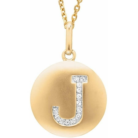 Diamond Accent Yellow Gold-Plated Sterling Silver Round Initial J Disc Pendant