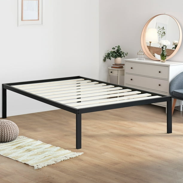 Sleeplanner 14 Inch Platform Metal Bed, Sleeplanner 14 Inch Solid Wood Platform Bed Frame With Headboard