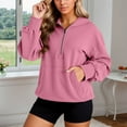 thumbnail image 2 of Women'S Sweatshirt Women's Solid Sweatshirt Women's Zip Up Hoodie Fall Fashion Loose Fit Long Sleeve Pullover Casual Streetwear Comfortable Sweatshirt With Pocket And Drawstring For Daily Wear, 2 of 7