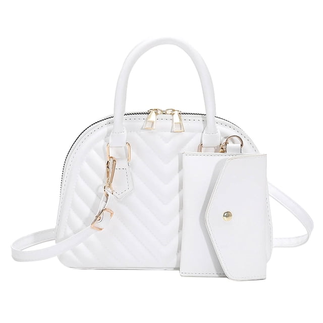 Ladies Fashion Color Leather Versatile Handbag Double Zipper Messenger Bag