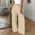 thumbnail image 4 of Inleife Women's Wide Leg Trousers Fashion Ladies Solid Elastic Waist Loose Fitting Long Pants with Pocket, 4 of 6