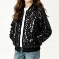 thumbnail image 6 of ATOGUTA Girls Sequin Jacket Lightweight Zipper Fall Winter Coats With Pockets Trendy Outwear Black, 6 of 8