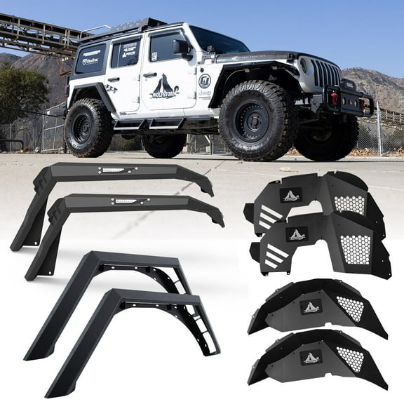 8PCS JEEP Front Rear Fender Flares Inner Fender Liners For 2018-2023 Jeep Wrangler JL JLU Textured