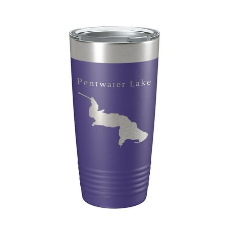 

Pentwater Lake Map Tumbler Travel Mug Insulated Laser Engraved Coffee Cup Michigan 20 oz Purple