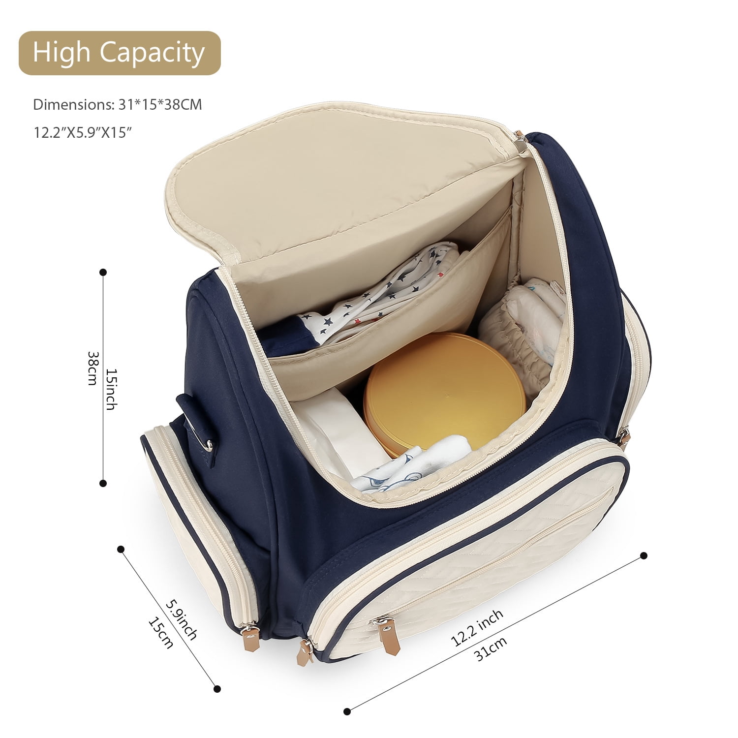 Mommy Bag, Maternal Child Bag, Outdoor Lightweight Handbag, Large-Capacity Backpack for Baby, Diaper Baby Bottle Storage Bag ﻿(Black)