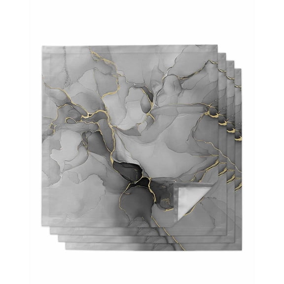 nqOlkjepod Gray Marble Texture Cloth Napkins Set of 4 Reusable Dinner Napkins, Vintage Greyish Golden Texture Cocktail Napkin Washable Table Napkins for Wedding/Holiday Party/Baby Shower 20"x20"