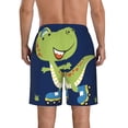 thumbnail image 3 of Disketp Men'S Swim Trunks Hawaiian Breathable Surf Beach Swimsuits Mesh Lining Beach Shorts With Pockets-Dino Playing Roller Skate,Cartoon Dinosaurs, 3 of 9
