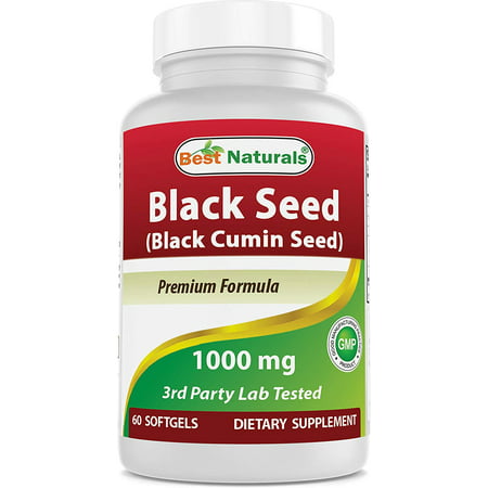 Best Naturals Black Seed Oil Capsules 1000 mg (Non-GMO) Nigella Sativa - 100% Cold Pressed Black Cumin Seed Oil Pills Contains Thymoquinonoe which Promotes Healthy Inflammatory Response 60