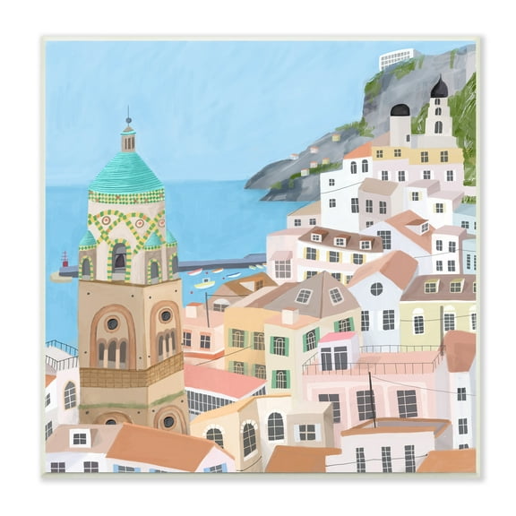 Stupell Industries Amalfi Traditional Italian Architecture Coastal Cliffside Cityscape Travel & Places Painting Unframed Art Print Wall Art, 12 x 12