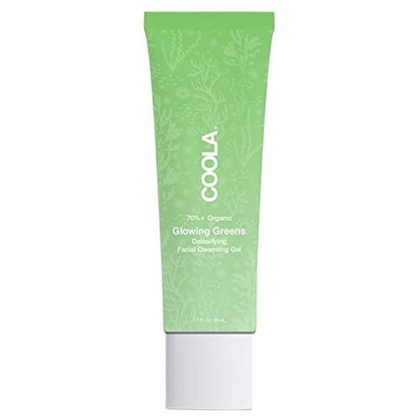 COOLA Limpiador facial orgánico de verdes brillantes, probado por dermatólogos, protección de barrera de la piel con jugo de aloe vera, vegano y sin gluten, tamaño de viaje 1.7 onzas líquidas (paquete