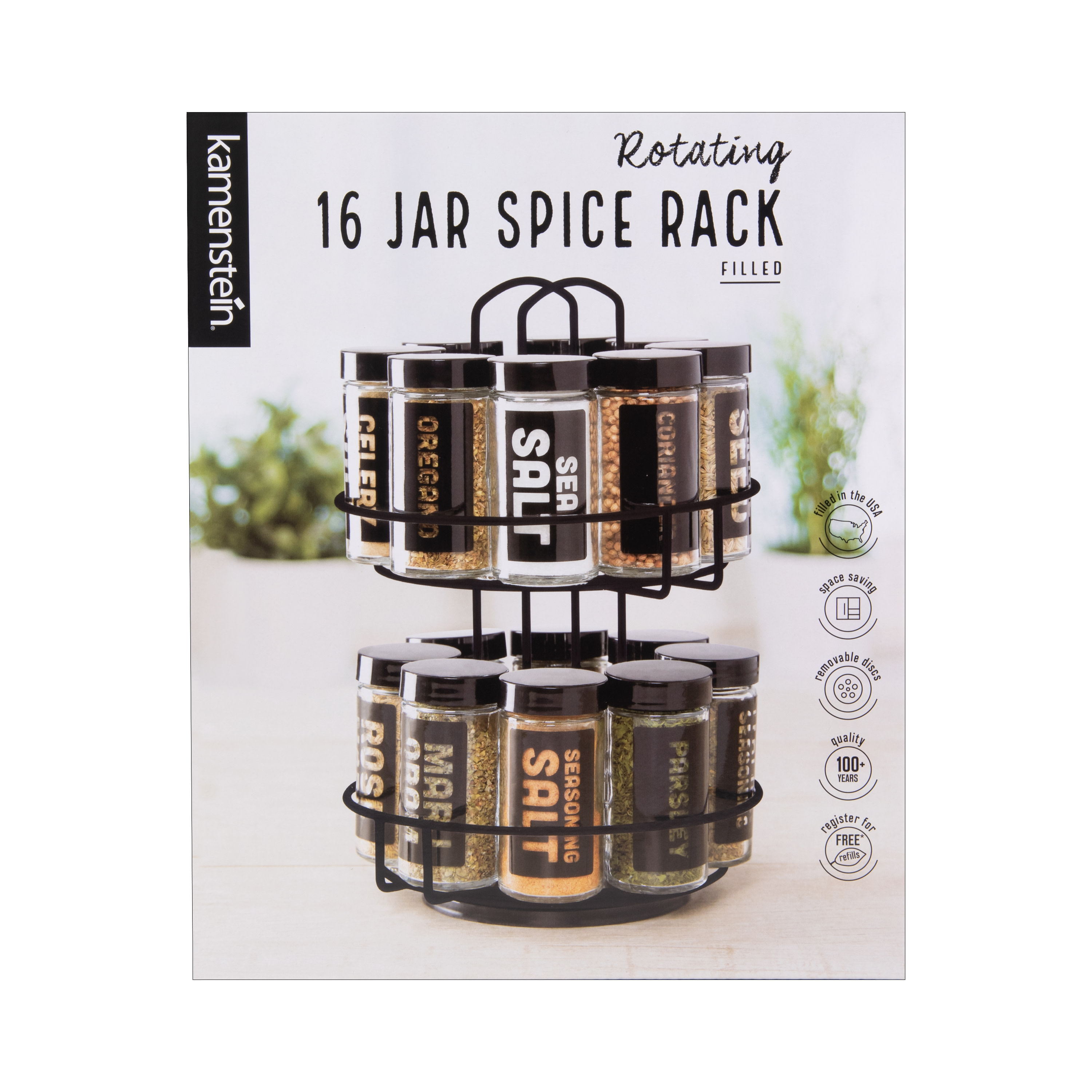 Kamenstein 16 Jar Black Spice Rack Spices Included - image 3 of 14