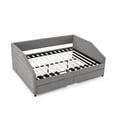 thumbnail image 7 of Kumix Queen Daybed with Drawers, Upholstered Sofa Bed with Channel Tufted Backrest for Teens Adults, Linen Fabric Daybed for Bedroom, Daybed Frame with Wood Slats Supports, Grey, 7 of 7