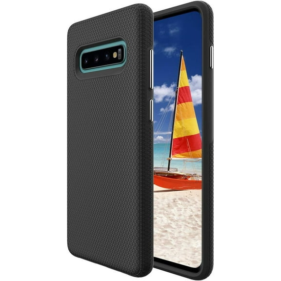 Samsung Galaxy S10 Plus Case, Dual Layer Protection Slim Fit Shockproof Protective Hybrid Hard PC Soft TPU Bumper Cover Phone Case for Galaxy S10 Plus 6.4" (Black)