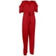 thumbnail image 3 of ICHUANYI Clearance Womens Fashion Wide Leg Pants Solid Short Sleeve V-Neck Tops Jumpsuits(Red, S) ICHUANYI WER2023081106850, 3 of 5