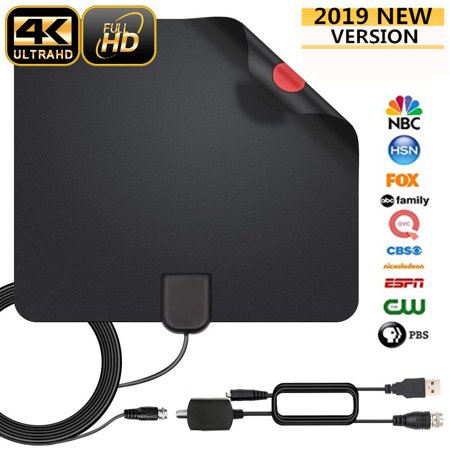 TV Antenna - HDTV Antenna Support 4K 1080P, New Version Up to 130 Miles Range Digital Antenna for HDTV, VHF UHF Freeview Channels Antenna with Amplifier Signal Booster, 16.5 Ft Longer Coaxial