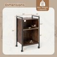 thumbnail image 5 of Resenkos Rolling Record Player Stand with Integrated Power Outlet, Rustic Brown, 5 of 8