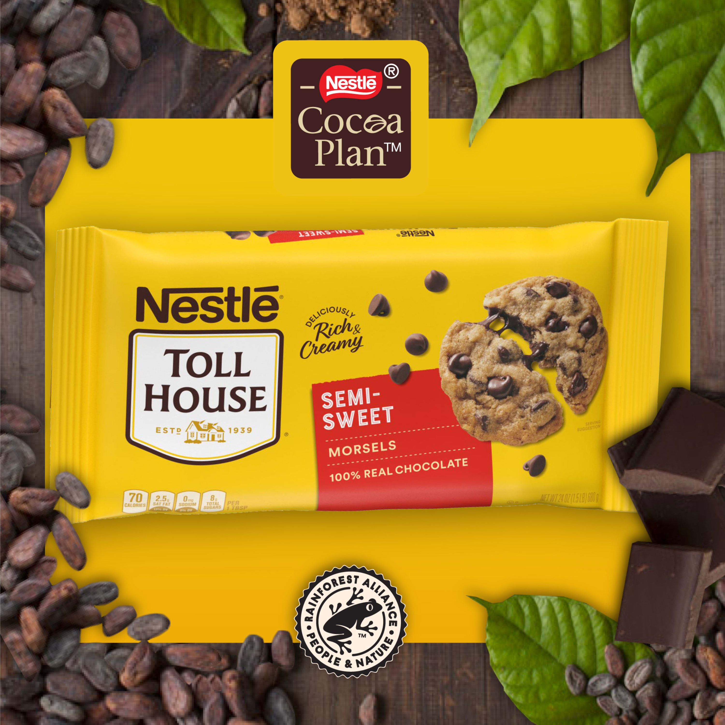 Nestle Toll House Semi Sweet Chocolate Baking Chips, Regular Size Morsels, 24 oz Bag - image 4 of 10