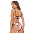 thumbnail image 3 of HZKAICUN Women's Triple Color Striped Adjustable Strap Bikini Sets, 3 of 6
