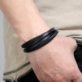 thumbnail image 3 of Mightlink Men Bracelet Vintage Magnetic Buckle Woven Handmade Geometric Decorative Gift Multilayer Wrap Faux Leather Male Bangle Jewelry for Daily Life, 3 of 7