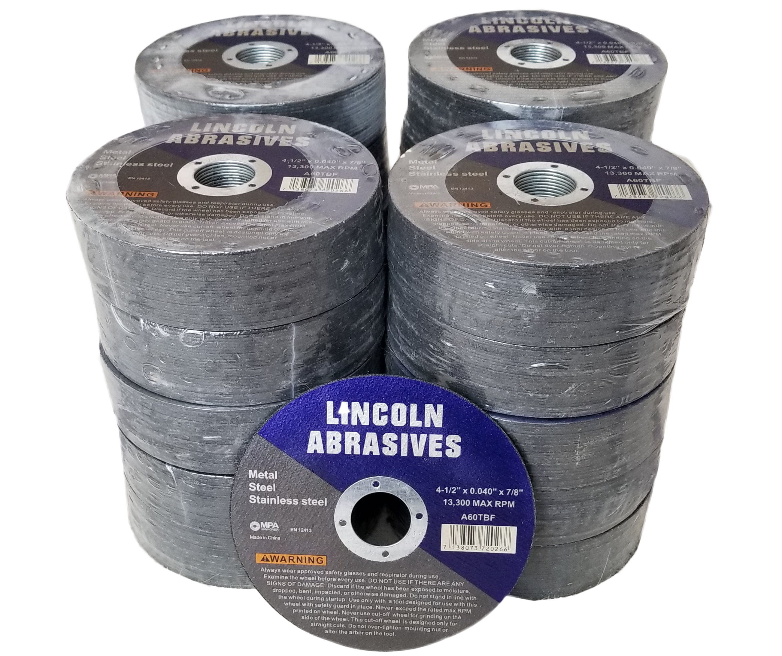 Lincoln Abrasives 500 Pc 4.5" Disc CutOffWheels for Stainless Steel
