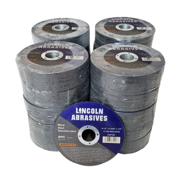Lincoln Abrasives 500 Pc 4.5" x .040" x 7/8" CutOffWheels for Metal
