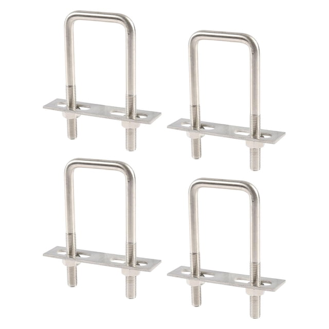4 Uds. Perno en U cuadrado, poste de pernos en U, Metal plateado, fácil instalación, Hardware de abrazadera de perno en U para arino, remolque, M 10
