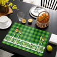 thumbnail image 3 of St. Patrick's Day Placemats Set of 4, Lucky Shamrock Grasses Green Plaid Placemats for Dining Table, Place Mats for Kitchen Tabletop, Waterproof Wipeable Dining Table Mats Set, 3 of 9