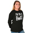 thumbnail image 4 of Funny I'm On a Boat Fishing Joke Plus Size Long Sleeve Graphic Tee Shirt Brisco Brands 2X, 4 of 5
