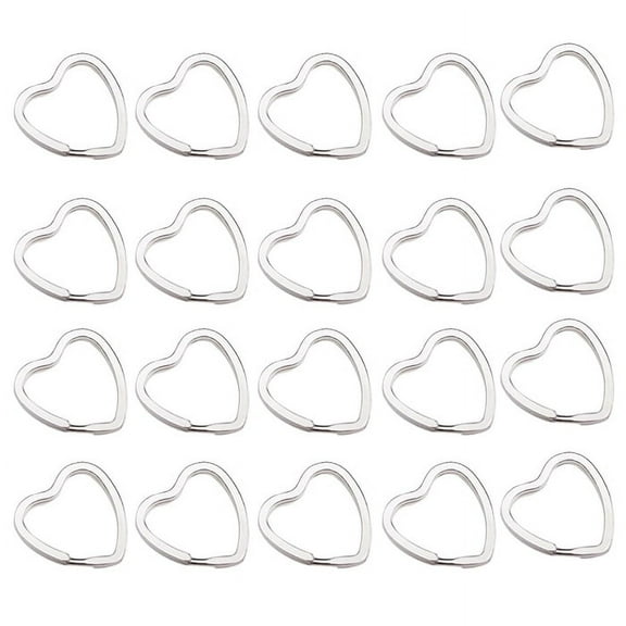 20Pcs Heart-Shaped Split Rings Key Rings