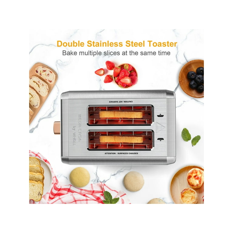 2 Slice Toaster, Long Slot & Removable Crumb Tray, 7 Shading Options with  Auto S